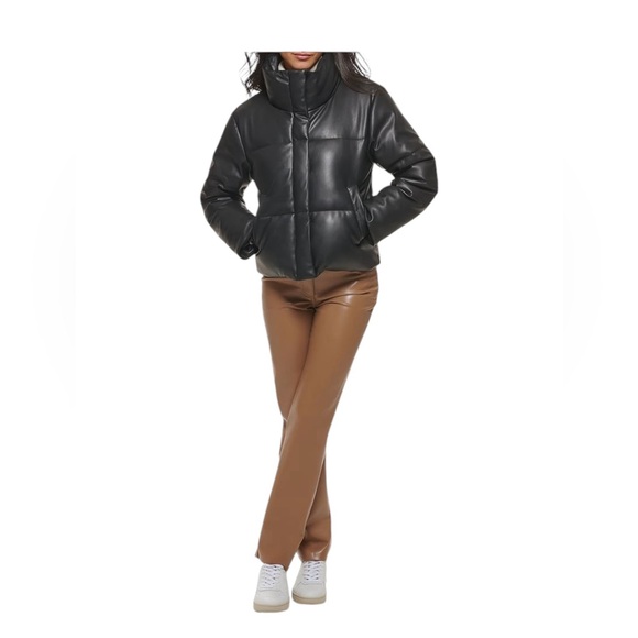 Levi's Water Resistant Vegan Leather Short Puffer Jacket Black NEW Size XLarge - Picture 3 of 6